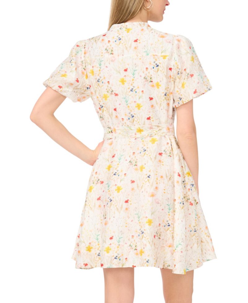 Women's V-Neck Puff-Sleeve Mini Dress