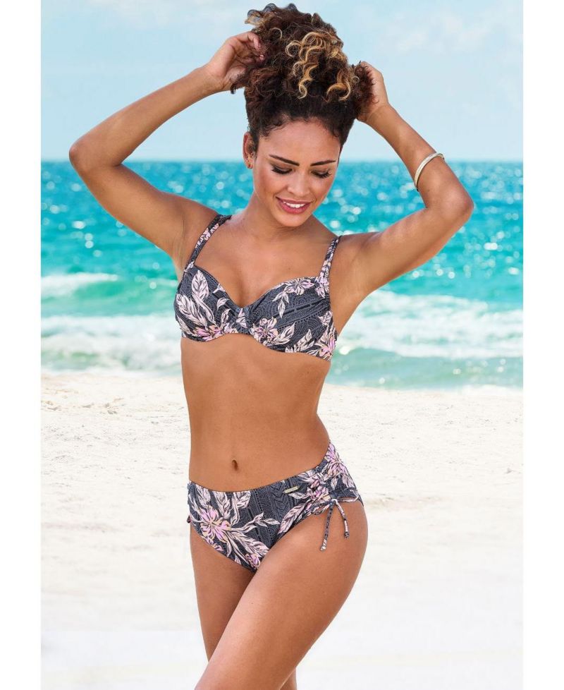 Women's Floral Print Mix Mid Rise Bikini Mid-Rise Swim Bottom