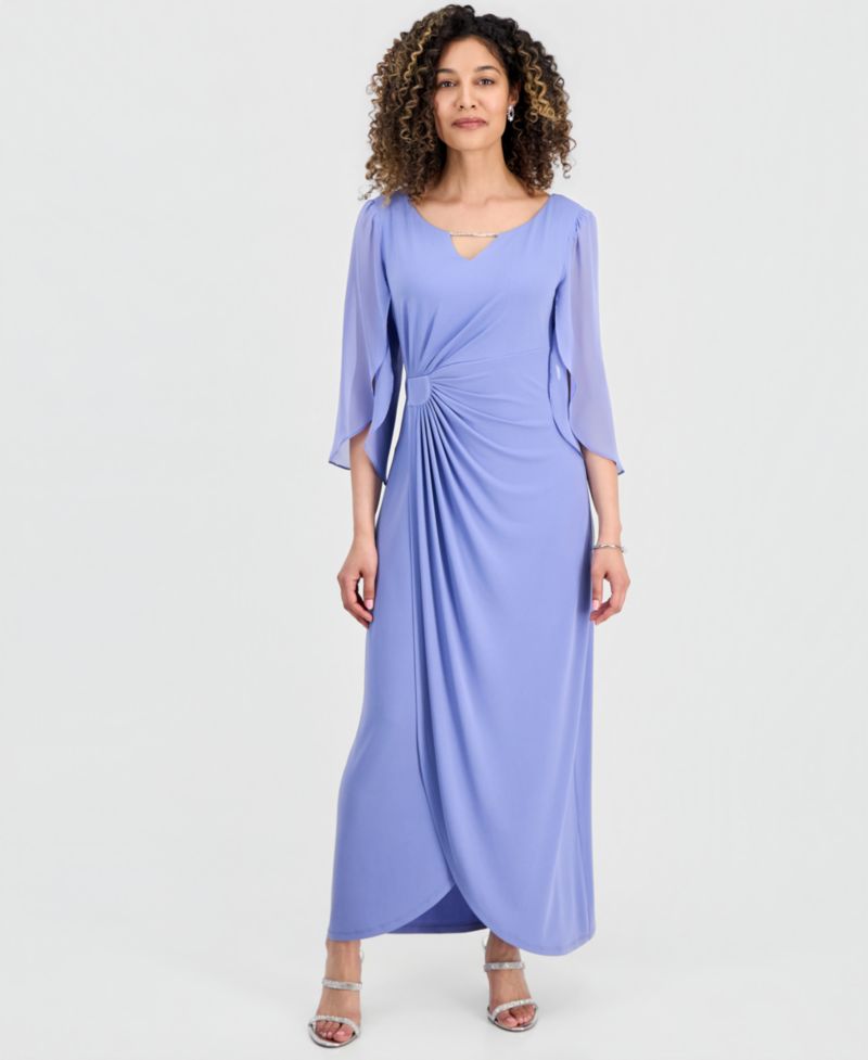 Petite 3/4-Sleeve Gathered Gown