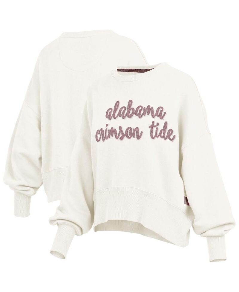 Women's Cream Alabama Crimson Tide Chelsea Oversized Pullover Sweatshirt