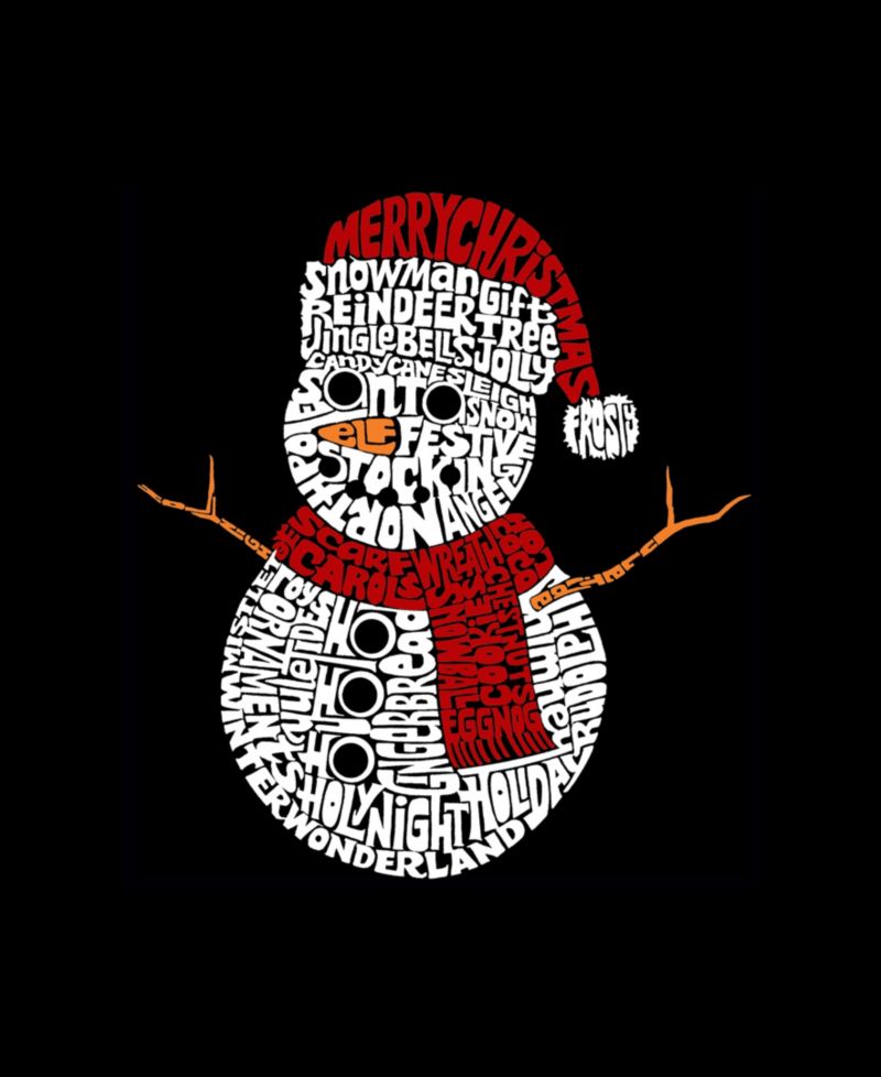 Men's Christmas Snowman Word Art Hooded Sweatshirt