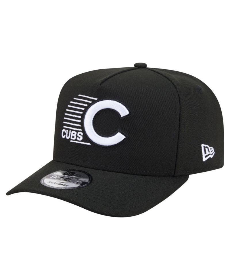 Men's Black Chicago Cubs Motion A-Frame 9FIFTY Snapback Hat