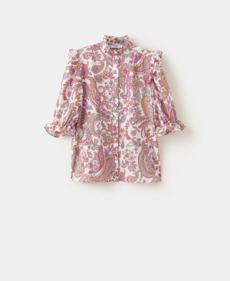Women's Paisley-Print Ruffled Blouse