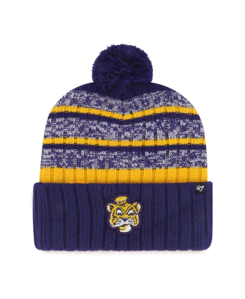 Men's Purple LSU Tigers Tavern Cuffed Knit Hat with Pom