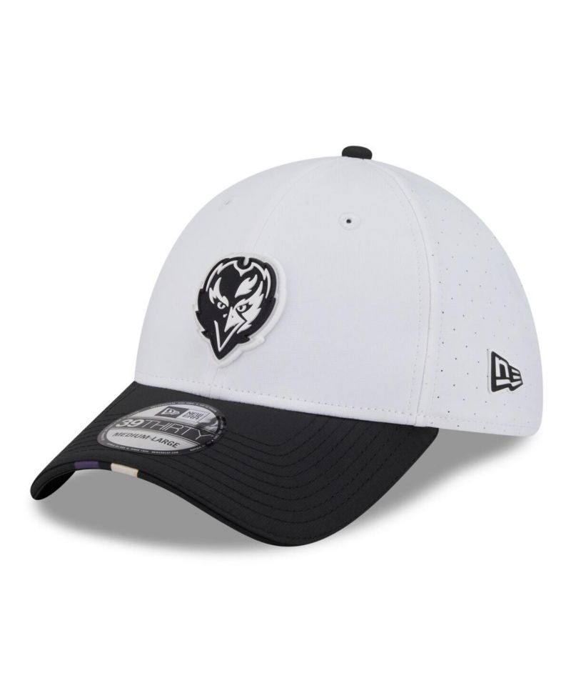 Men's White/Black Baltimore Ravens 2025 NFL Training Camp 39THIRTY Flex Hat