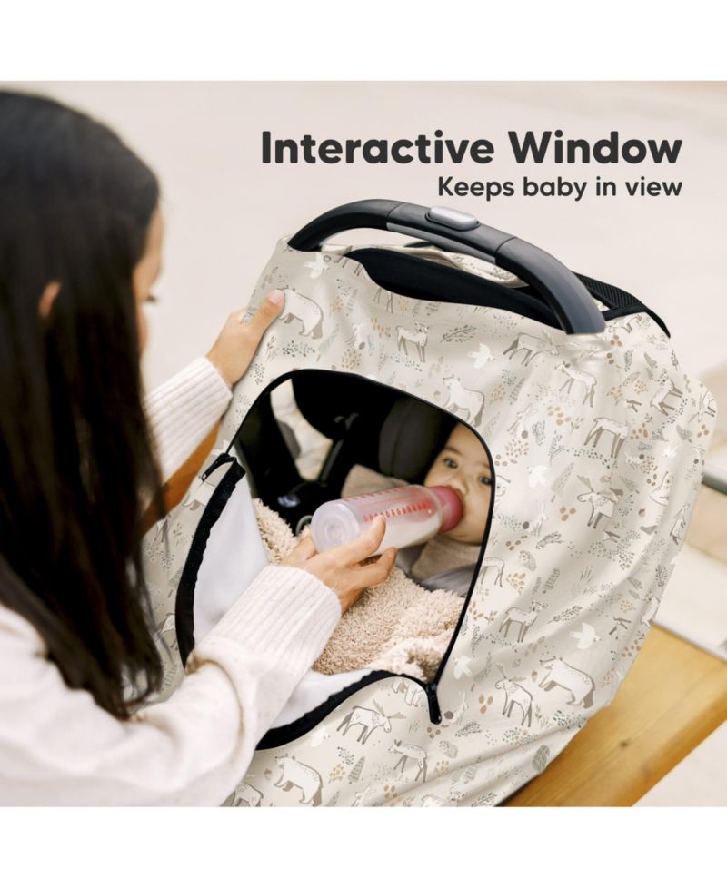 Warmzy Baby Car Seat Cover, Universal Stretch Fit Infant Carseat Covers for Babies, Winter Carseat Canopy
