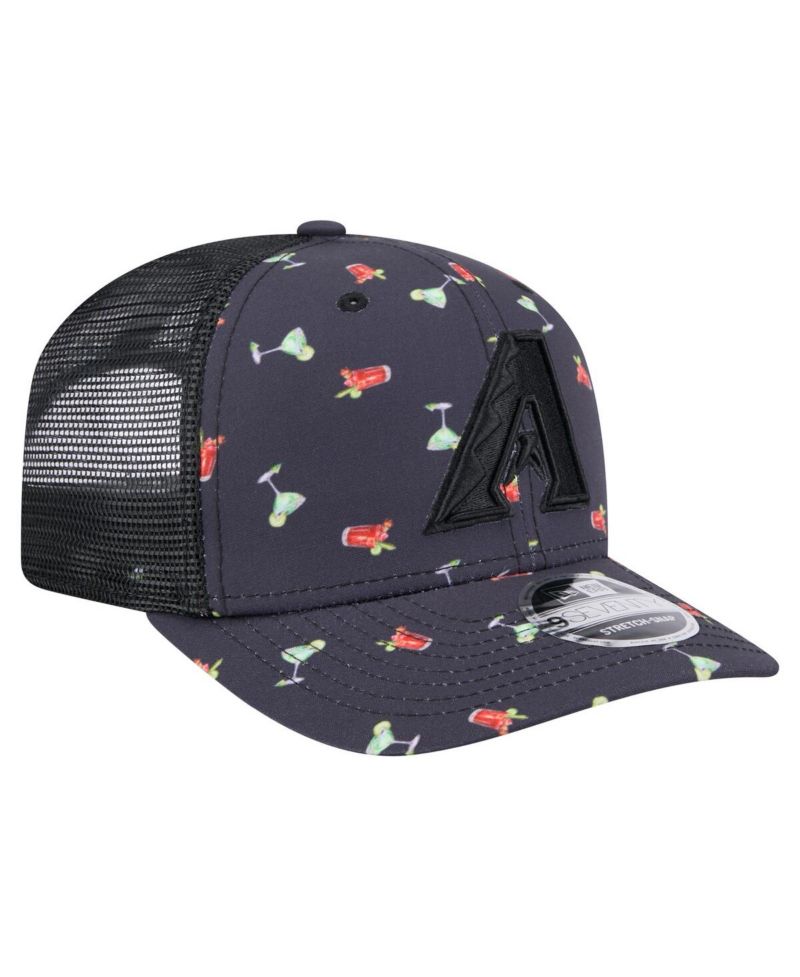 Men's Black Arizona Diamondbacks Adventure Drinks Pattern 9SEVENTY Stretch-Snap Hat