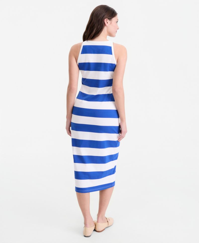 Women's Ringer-Trim Sleeveless Knit Midi Dress