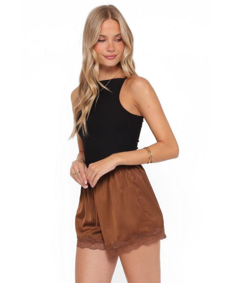 Women's Arlet Lace Trim Satin Shorts