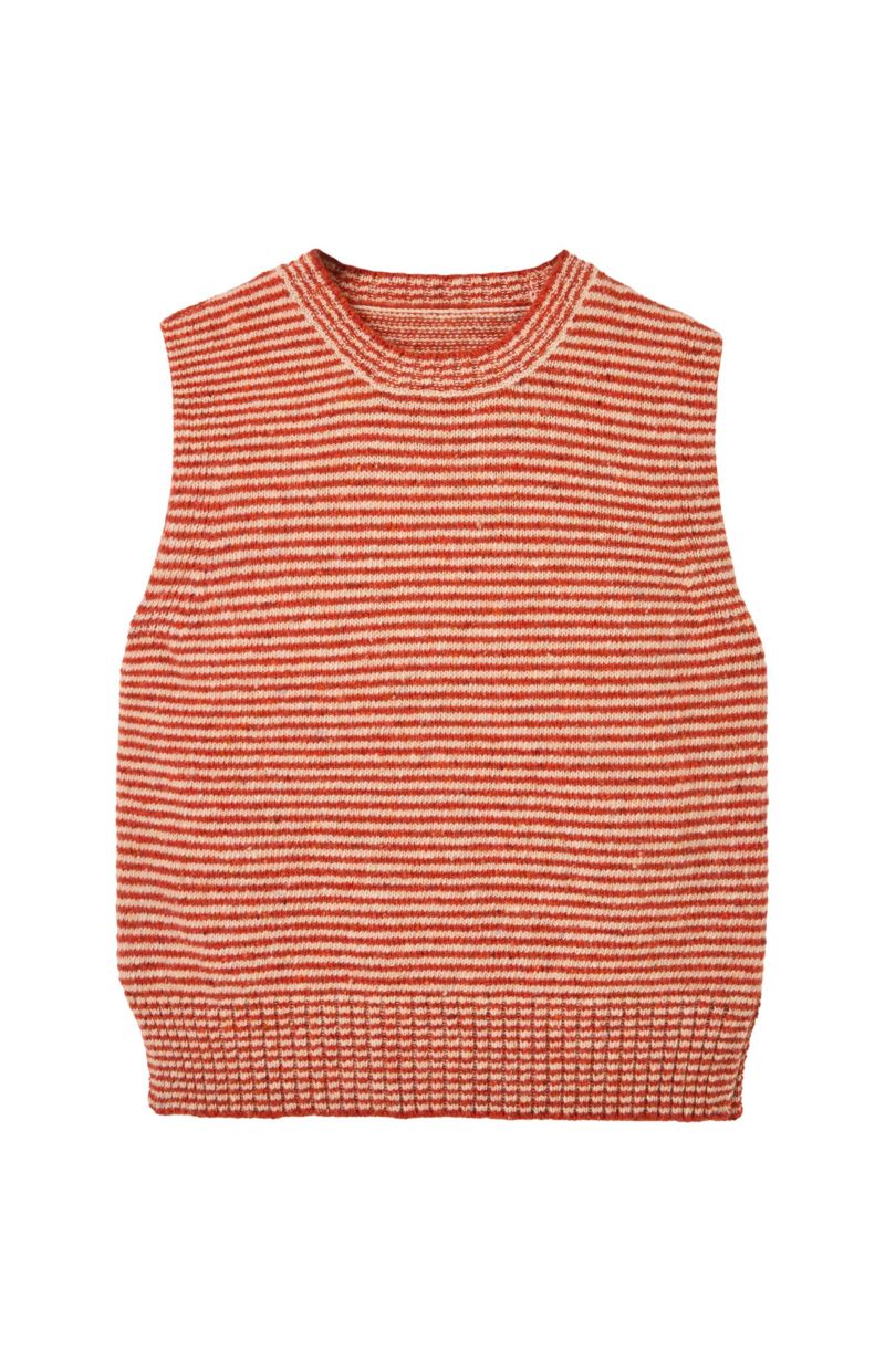 Women's Donegal Sleeveless Microstripe Crewneck Sweater
