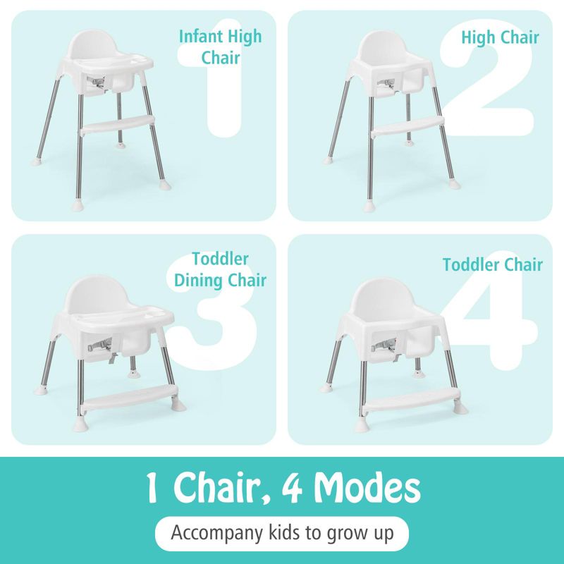 4-in-1 Convertible Baby High Chair with Removable Tray