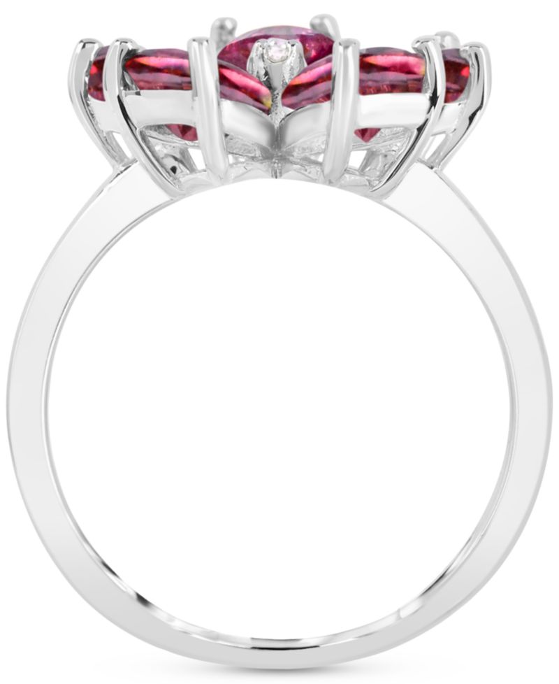 Pink Topaz (4-1/4 ct. t.w.) & Diamond Accent Flower Ring in Sterling Silver