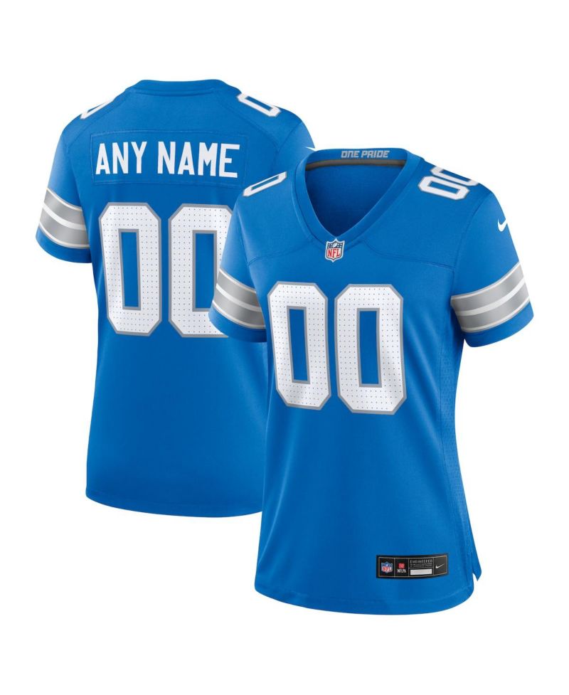 Women's Blue Detroit Lions Custom Game Jersey