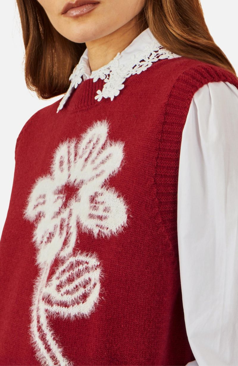 Women's Knitted Flower Sleeveless Sweater Vest