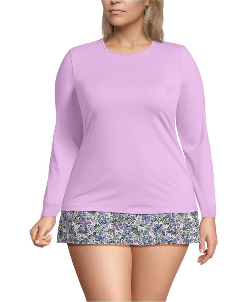Plus Size SunShade UPF 50 Long Sleeve Rash Guard Swim Tee