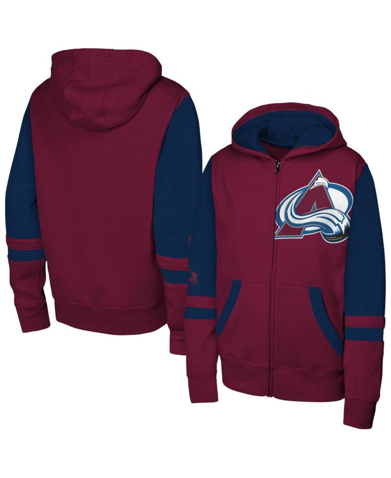 Big Boys and Girls Burgundy Colorado Avalanche Face Off Full-Zip Hoodie