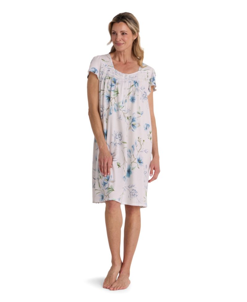 Petite Short-Sleeve Printed Short Gown