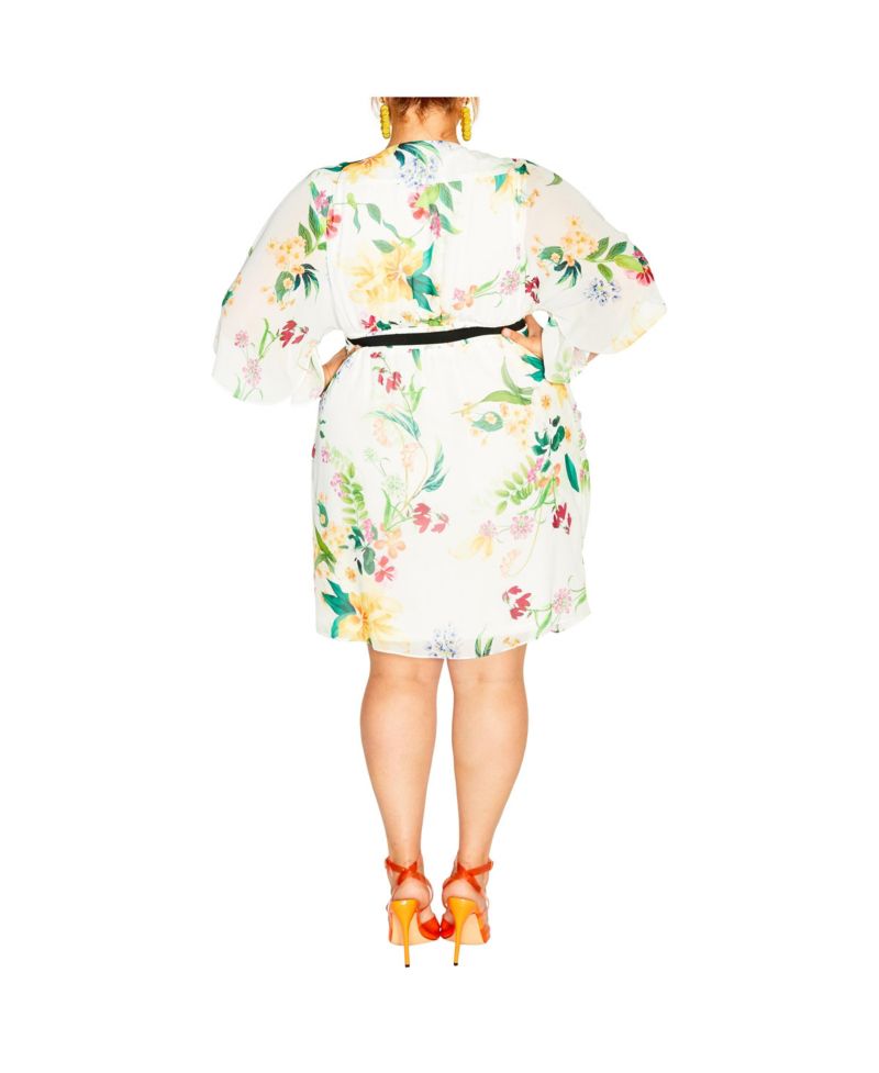 Women's Color Wrap Print Dress