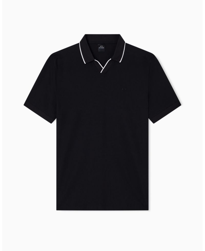 Men's Johnny Collar Pique with Collar Tipping Polo Shirt