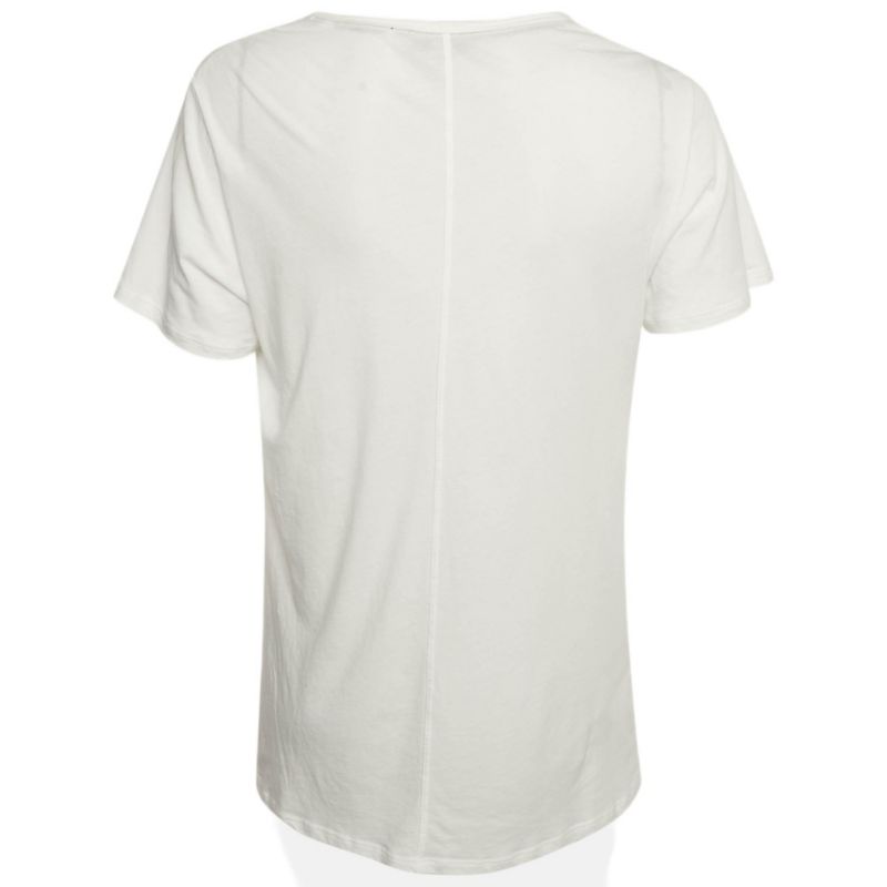 Women's White Logo Embroidered Cotton V-Neck T-Shirt
