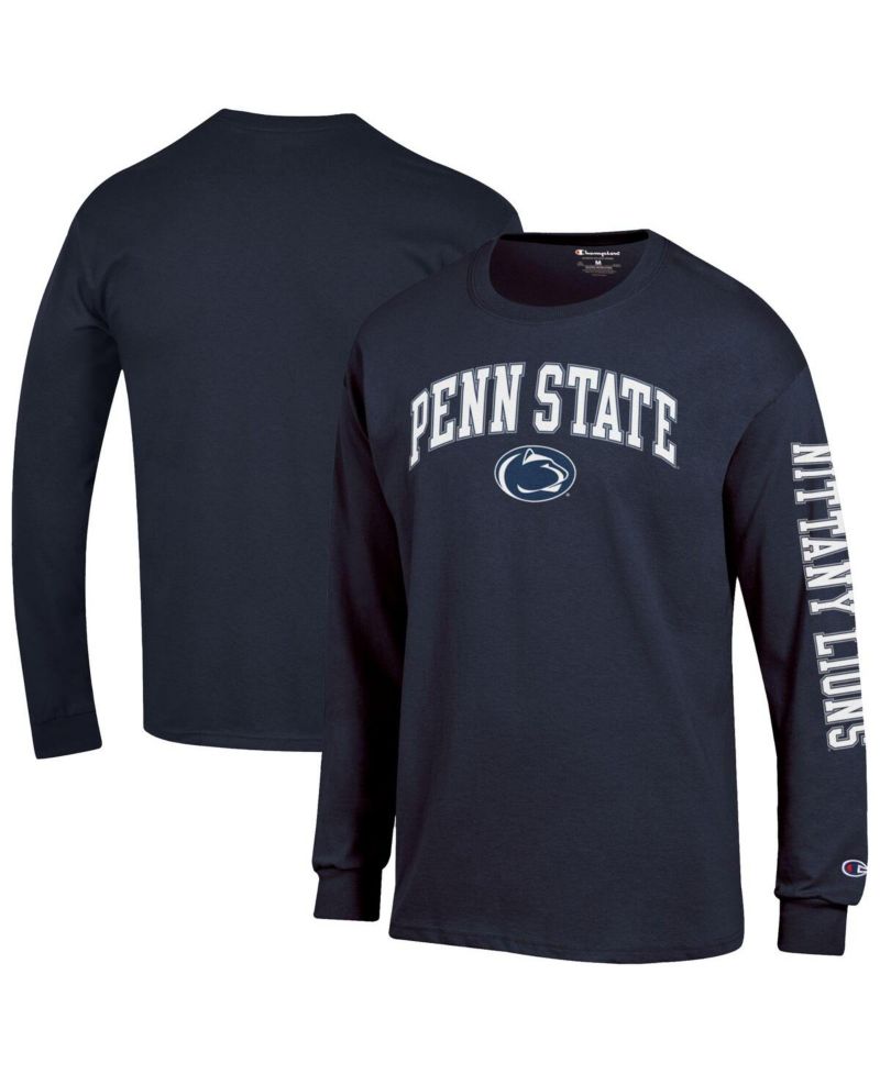 Men's Navy Penn State Nittany Lions Arch Over Logo 2-Hit Long Sleeve T-Shirt
