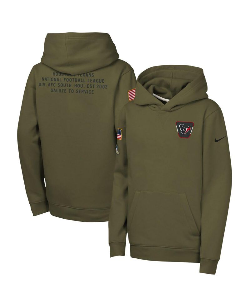 Big Boys and Girls Olive Houston Texans 2025 Salute to Service Club Fleece Hoodie