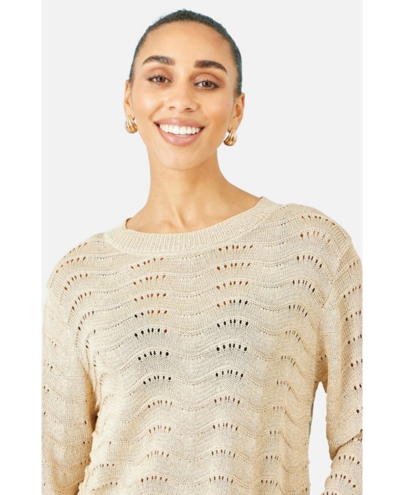Women's Wave Metallic Thread Relaxed Jumper