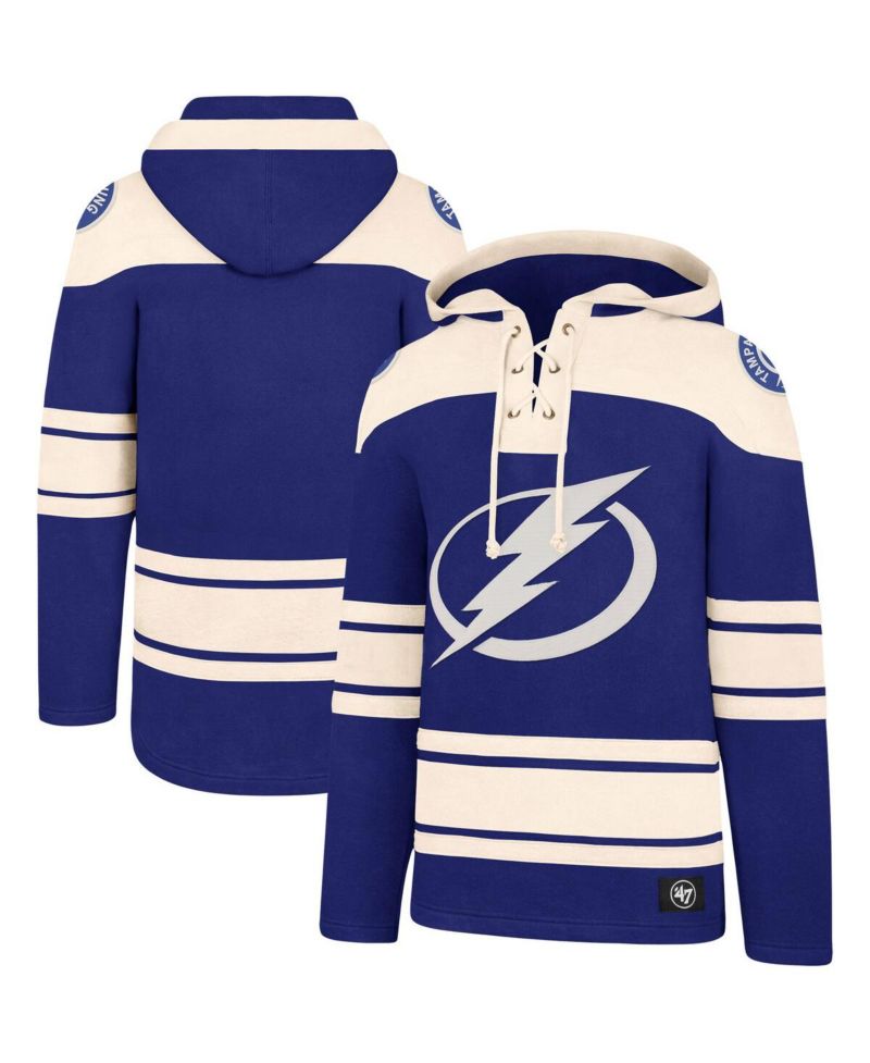 Men's Blue, Cream Tampa Bay Lightning Superior Lacer Pullover Hoodie