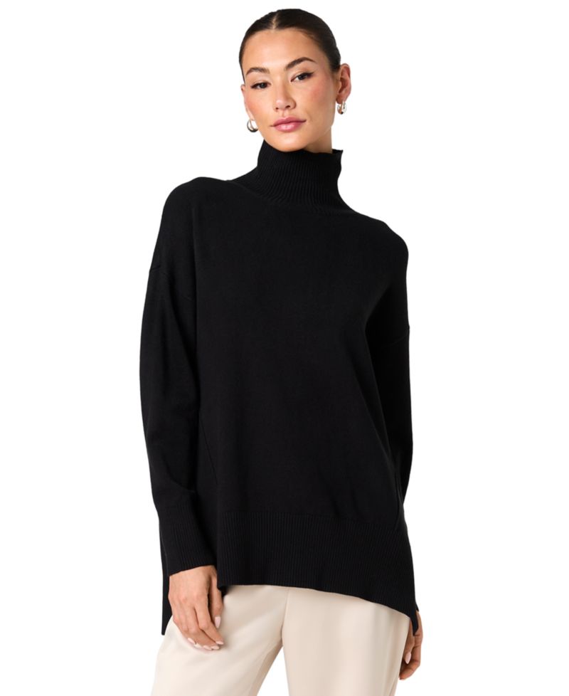 Women's Long-Sleeve Turtleneck Side-Slit Sweater