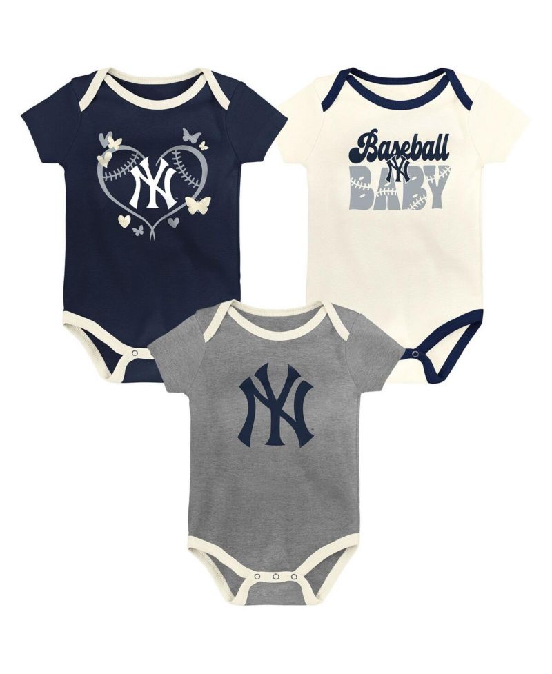Baby Boys and Girls New York Yankees Home Team 3-Pack Bodysuit Set