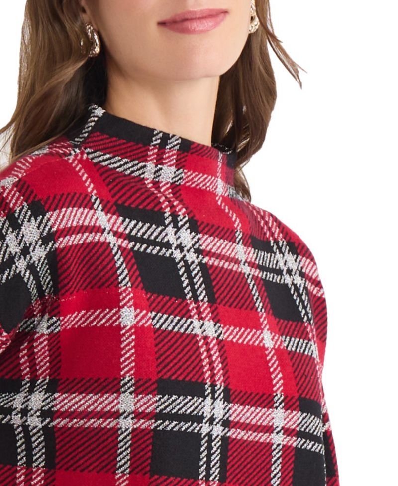 Women's Plaid Mock Neck Sweater
