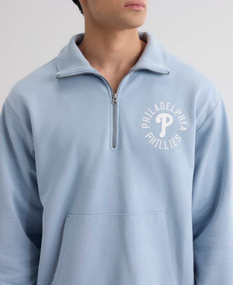 Men's Philadelphia Phillies Iconic Sideline Terry Relaxed-Fit Quarter-Zip Sweatshirt
