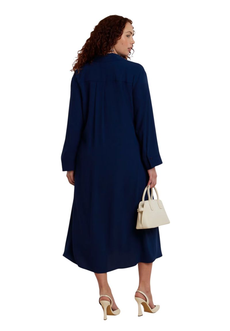 Women's Tie-Front Oversized Midi Shirt Dress