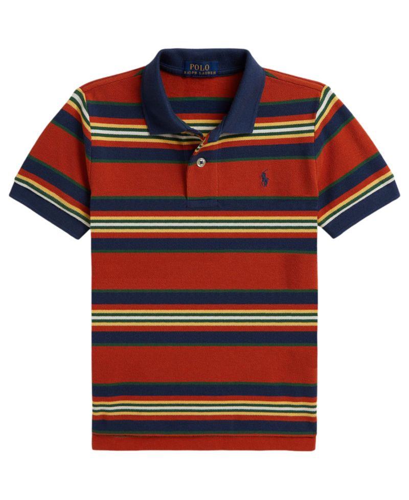 Boys' 2T-7 Striped Mesh Polo Shirt