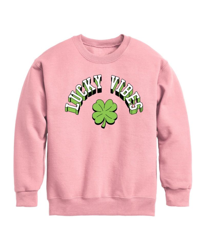 Big Girls Lucky Vibes Graphic Crew Fleece T-Shirt