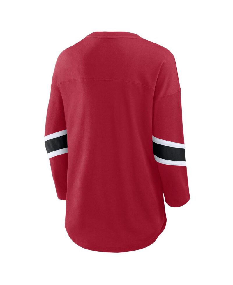 Women's Scarlet San Francisco 49ers Plus Size Redzone 3/4-Sleeve Scoop Neck T-Shirt