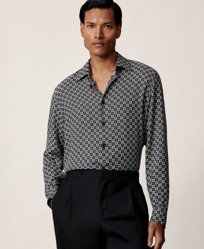 Men's Nix Medallion-Print Long-Sleeve Shirt