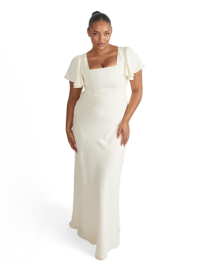 Women's Square Neck Crepe Bridesmaid Dress