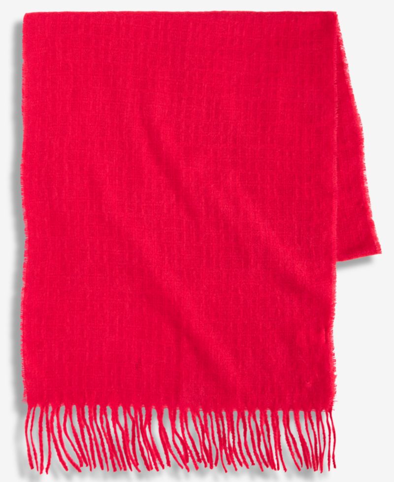 Women's Box Check Weave Solid Feathersoft Wrap Scarf