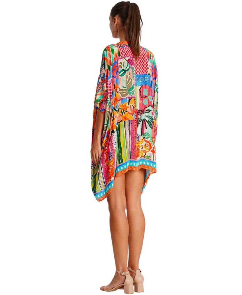 Women's short sleeve mini kaftan dress