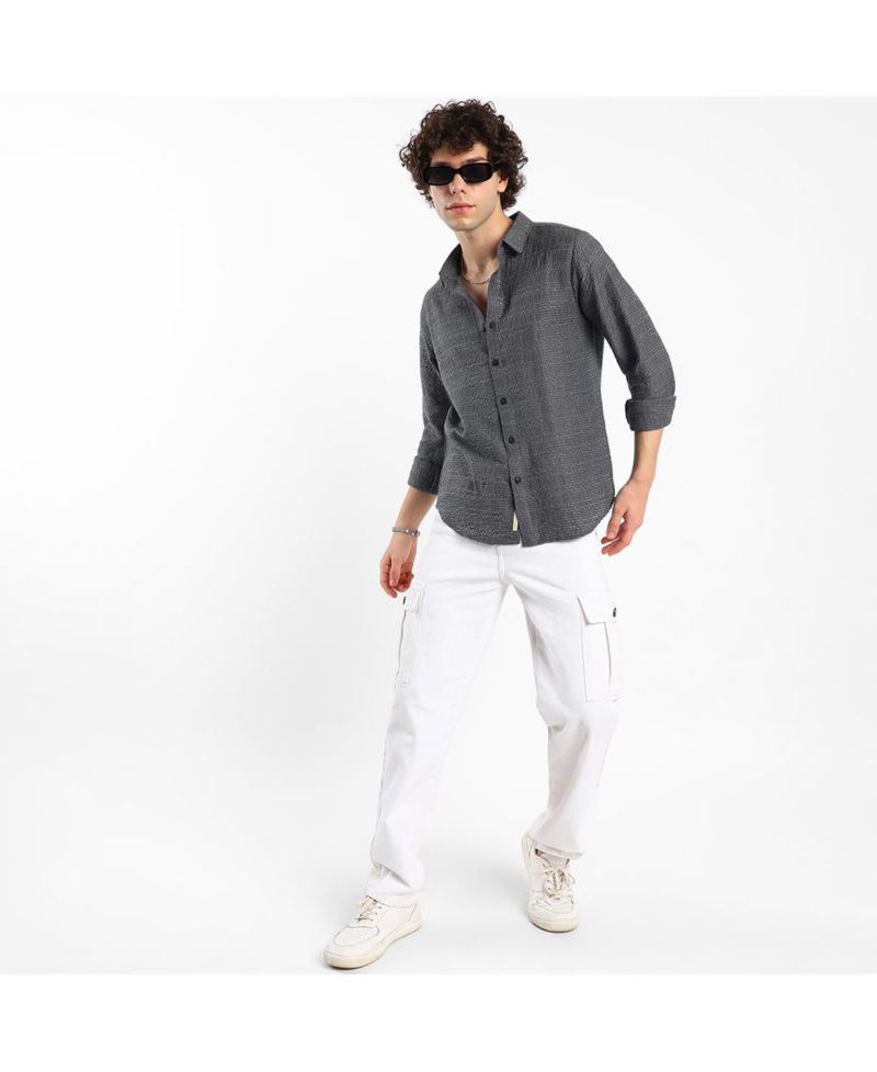 Men's Solid Textured Knit Shirt