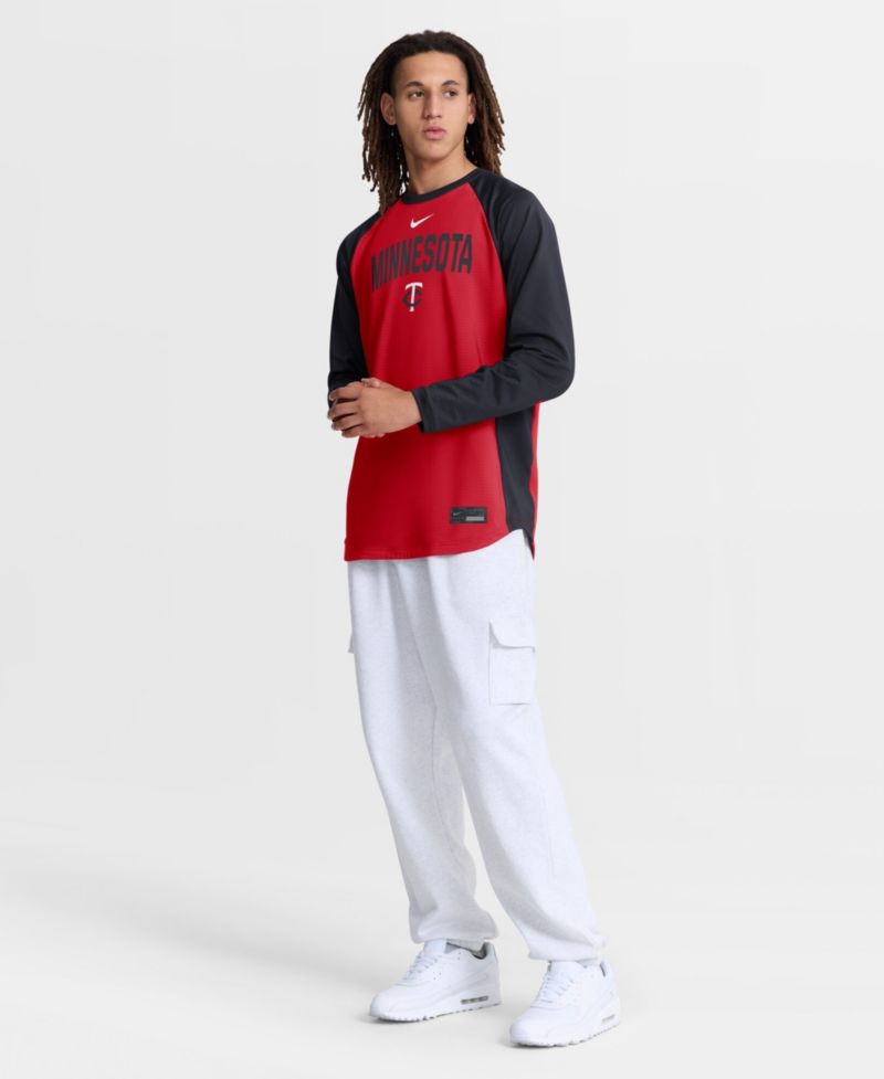 Men's Red Minnesota Twins Authentic Collection Raglan Dri-FIT Sweatshirt