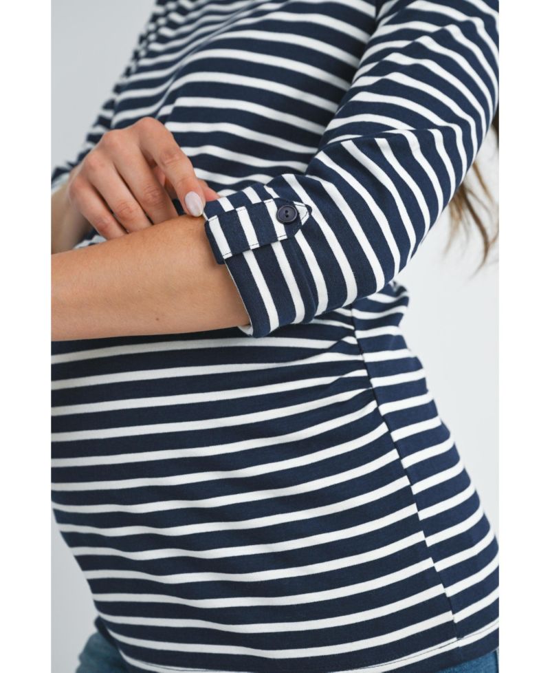 Maternity Striped Boat Neck Top