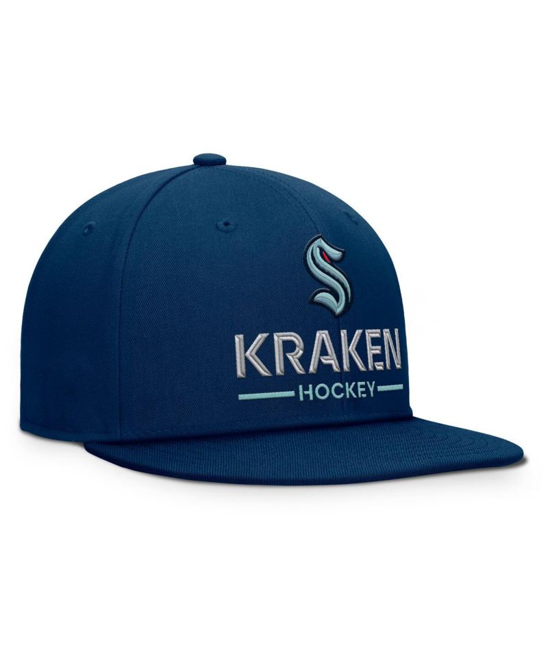 Men's Deep Sea Blue Seattle Kraken Authentic Pro Rink Lockup Snapback Hat