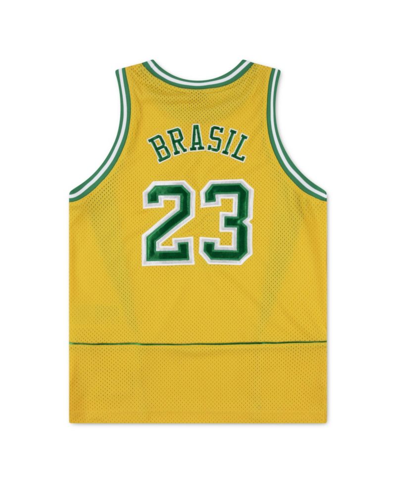 Big Boys and Girls Yellow Brazil National Team Mesh Basketball Fashion Jersey