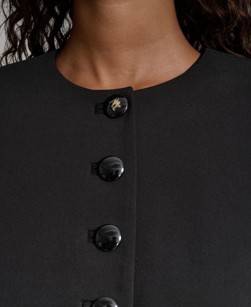 Women's Cotton-Blend Round Neck Cropped Jacket