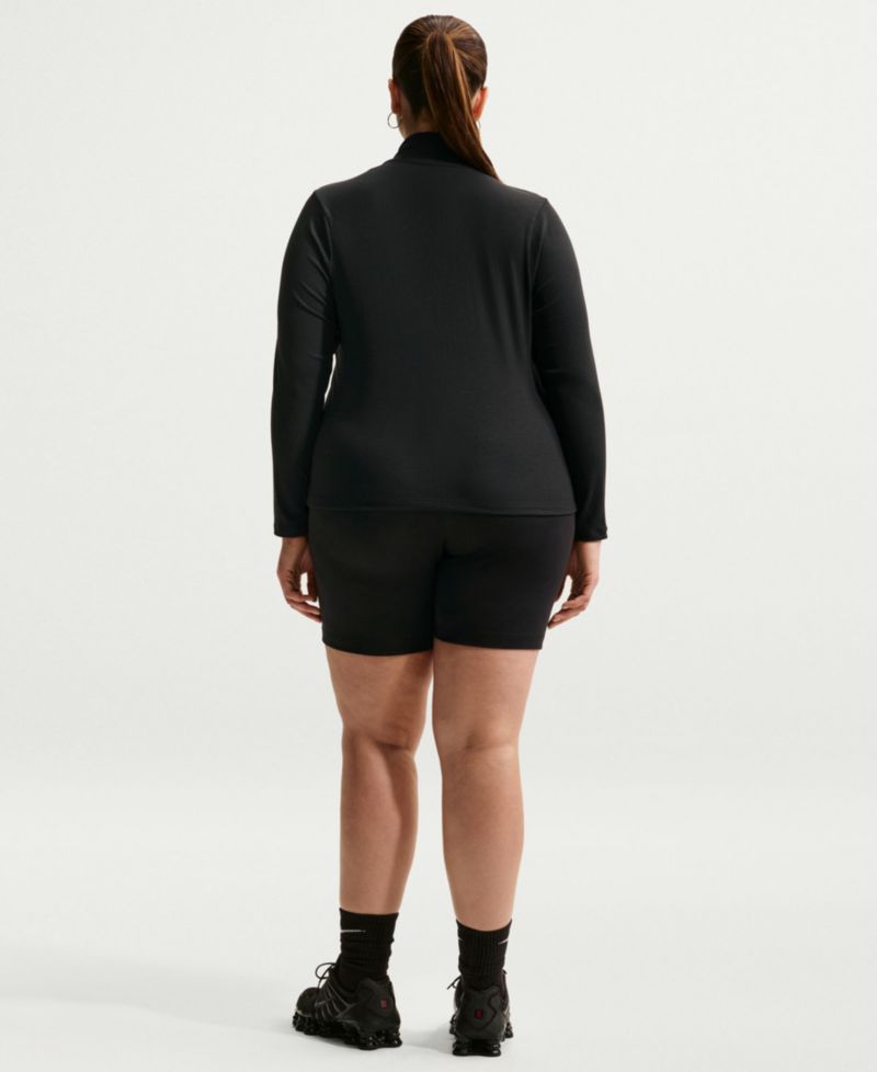 Plus Sportswear Ribbed Quarter-Zip Long-Sleeve Top