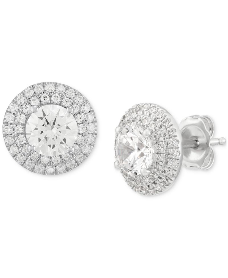 Lab Grown Diamond Double Halo Earrings (2 ct. t.w.) in 14k White or Yellow Gold