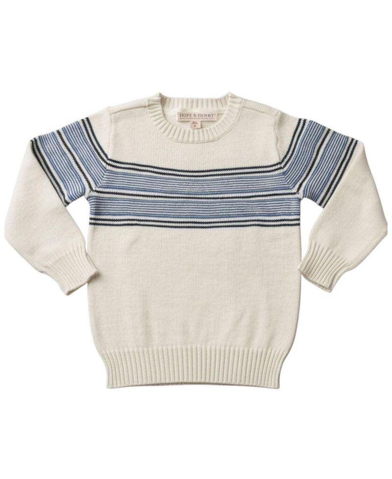 Toddler Boys (2T-4T )Organic Striped Crew Neck Pullover Sweater