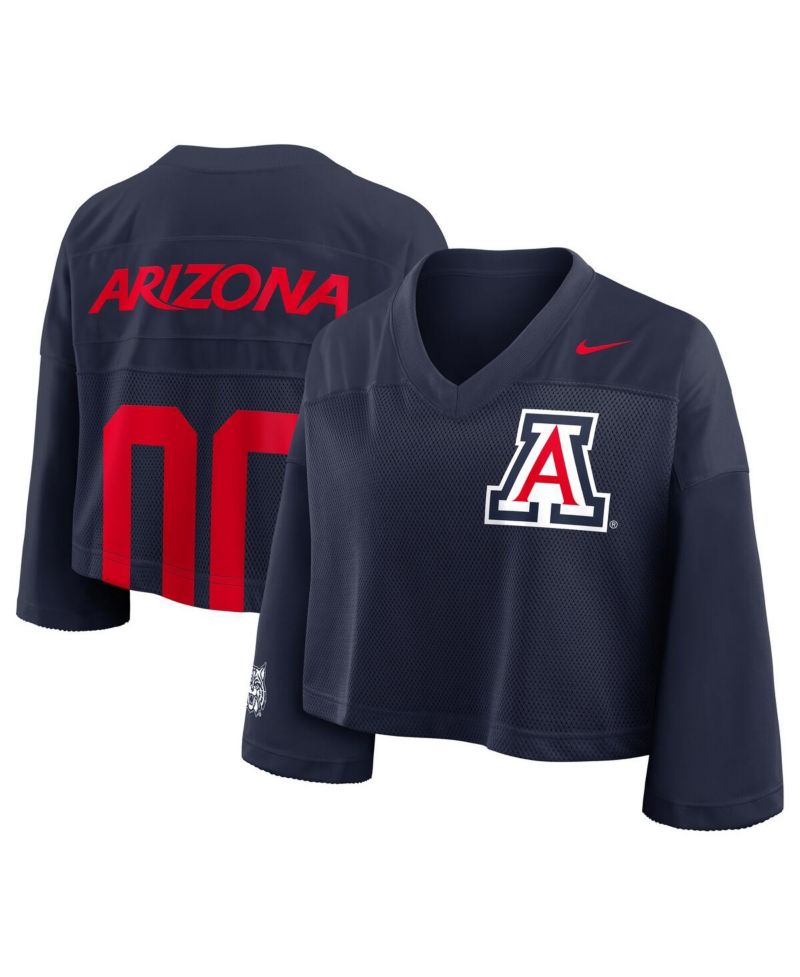 Women's Navy Arizona Wildcats Cropped Mesh Fashion Jersey